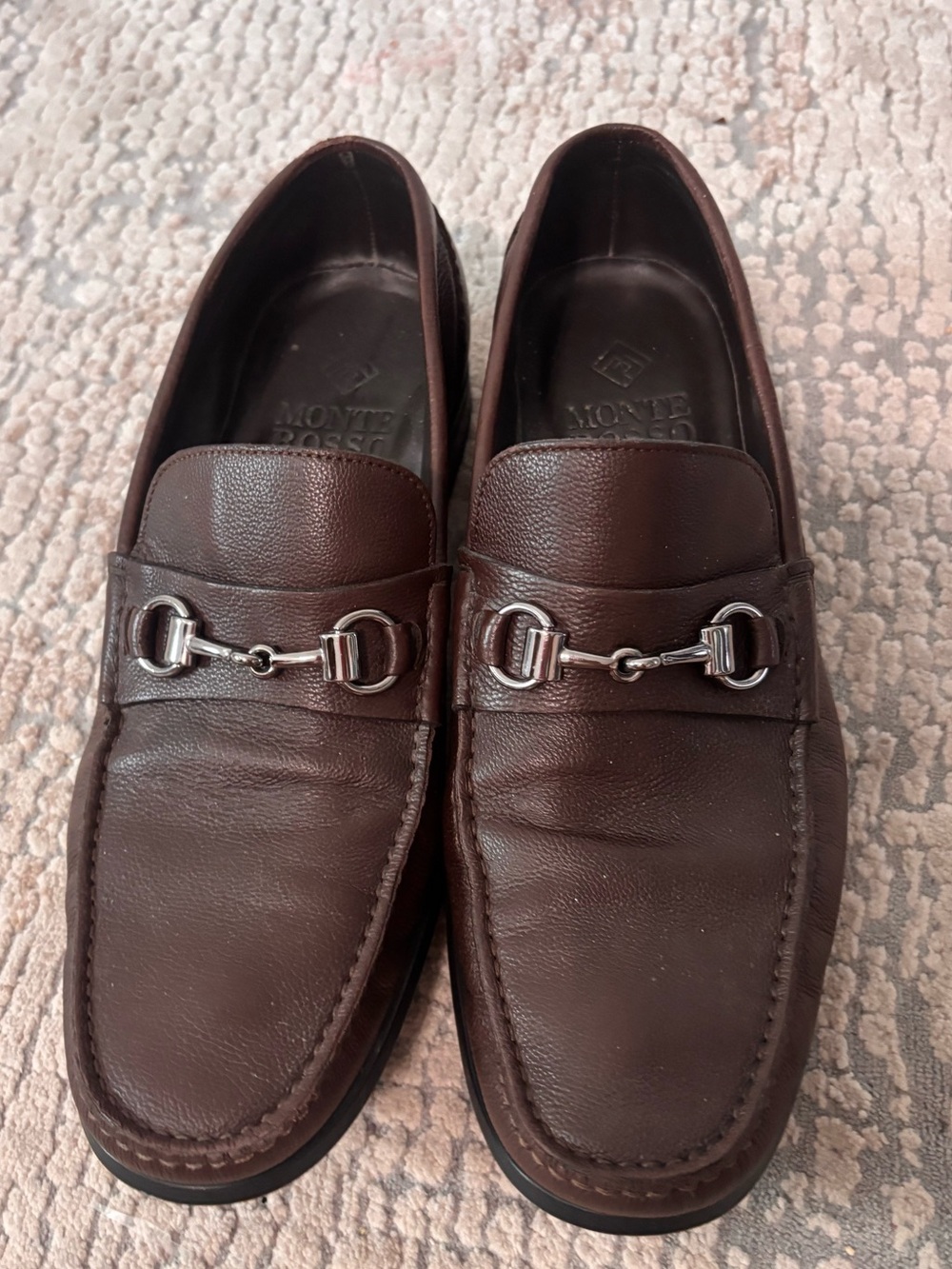 Men's Brown Leather Bit Loafers Monte Rosso size 10